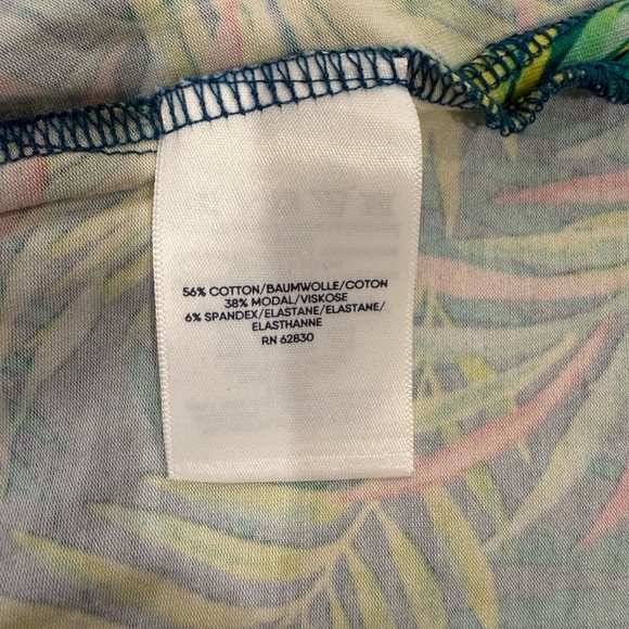 Lands’ End Women’s 2X Stretch Jersey Dress Green Palm Leaf Print Cinch Ties Plus - Picture 10 of 11